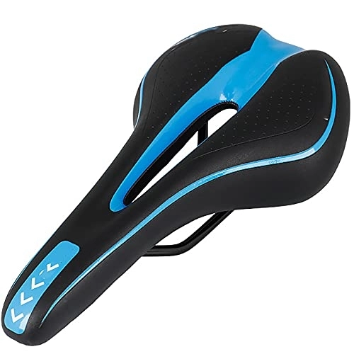Mountain Bike Seat : KCCCC Bike Saddle Breathable Mountain Bike Saddle Bicycle Seat Cushion Double Tail Wing Center Hollow Seat Cushion for Road Bike (Color : Blue, Size : 27.5x14.5cm)