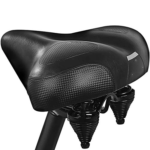 Mountain Bike Seat : KDOAE Comfortable Road Mountain Bicycle Saddle Waterproof Bicycle High Elasticity Comfortable Thick Breathable Non-slip Spiral Seat Cushion Most Bikes (Color : Black, Size : 25x24cm)