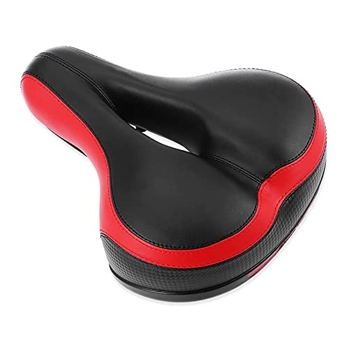 Mountain Bike Seat : KDOQ Mountain Bicycle Saddle Cycling Big Wide Bike Seat red&black Comfort Soft Gel Cushion (Color : Red)