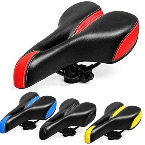 Mountain Bike Seat : KEKEK Comfortable bicycle seat cushion with wide saddle, soft high elastic cotton hollow seat for bicycle mountain bike, colorful seat cushion-black