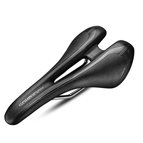 Mountain Bike Seat : KELITE Bicycle Saddle PU Leather Hollow Ventilation Comfortable and Soft Bicycle Accessories Suitable for Mountain Bikes Road Bikes Etc (Color : Black)