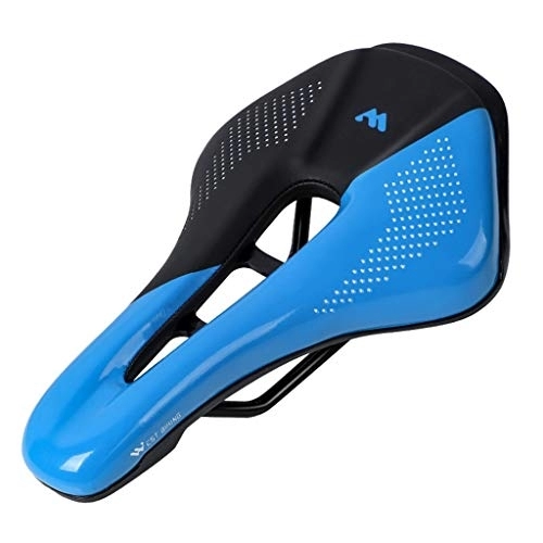 Mountain Bike Seat : KELITE Mountain Bike Saddle Hollow Breathable and Comfortable Waterproof for Mountain Bike Road Bike and Universal Riding Bike9.96in*5.90in (Color : Blue)