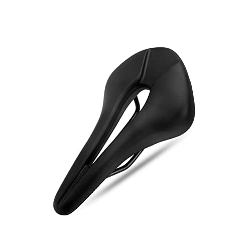 Mountain Bike Seat : KEMIE Luoqun Store Bicycle Saddle PU Leather Hollow Breathable Mountain Bike Seat Soft One-piece Comfortable Racing Cushions Cycling Accessories (Color : Black)