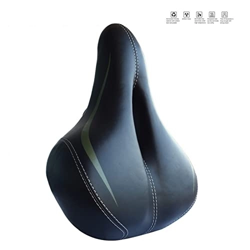 Mountain Bike Seat : KUAIKUAI Bai Shi Wu Black Brown Fixed Gear Mountain MTB BMX ROAD E-BIKE Cycling Bicycle Saddle Soft Cushion Artificial Leather Accessories (Color : Black)
