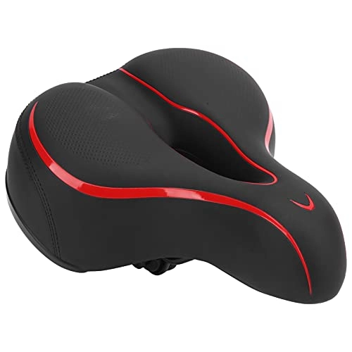 Mountain Bike Seat : KUIDAMOS High-density Memory Foam Bike Saddle, Black Red Hollow Mountain Bike Saddle Cover Comfortable To Sit On with Highly Reflective Sticker for Riding Without Pain