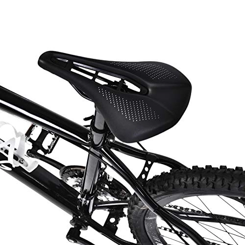 Mountain Bike Seat : Kuuleyn Bike Saddle, Durable Black PU Leather Bicycle Cycling Seat Cushion Saddle Bike Seat Cushion Mountain Road Bike Saddle Cushion for Men or Women
