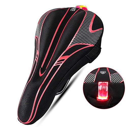 Mountain Bike Seat : LAIABOR Mountain Bike Cycling Saddle Bicycle Seat Cover Thickening Comfortable Soft Bicycle Widened Silicone Seat Cushion Cover, Red