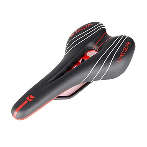 Mountain Bike Seat : Letton Comfortable Bike Seat Unisex Durable Gel Bicycle Saddle Shock-resistant Lightweight Cushion Pad Cycling Seat with Scale Mark for Mountain / Road Bike, Black&Red