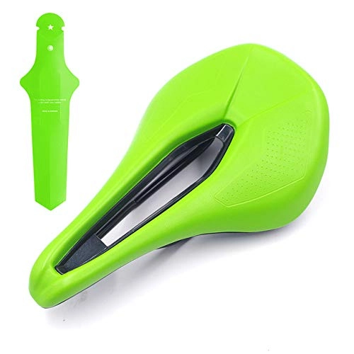 Mountain Bike Seat : LHSJYG mountain bike saddle, bike saddle Bicycle Saddle MTB Road Bike Racing Saddles Seat Wide Breathable Soft Seat Cushion Parts (Color : Green with fenders)