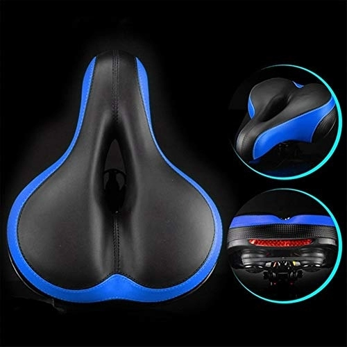Mountain Bike Seat : LIANYG Bicycle Seat MTB Mountain Bike Cycling Thickened Wide Shockproof Ultra Comfort Soft PU Foam Leather Cushion Cover Bicycle Saddle Seat 114 (Color : Black Blue)