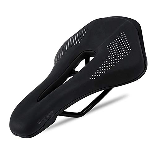 Mountain Bike Seat : LIANYG Bicycle Seat Shock Absorbing Hollow Bicycle Saddle Anti-skid Extra Soft Mountain Bike Saddle MTB Road Cycling Seat Bicycle Accessories 114 (Color : 350G Black no Clamp)