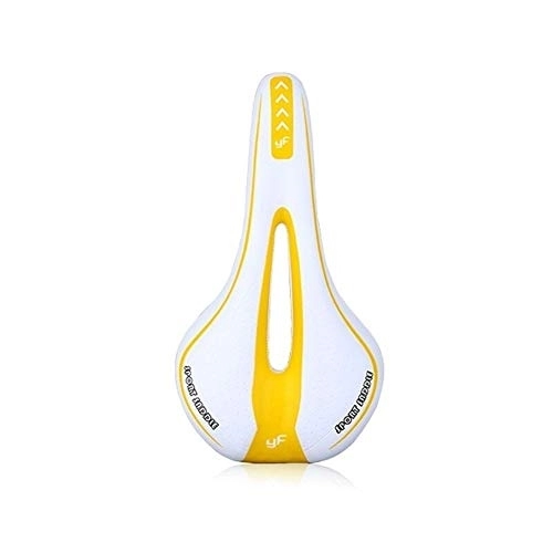 Mountain Bike Seat : LIANYG Bicycle Seat Silicone Gel Extra Soft Bicycle MTB Saddle Cushion Bicycle Hollow Saddle Cycling Road Mountain Bike Seat Bicycle Accessories 114 (Color : White Yellow, Size : One size)