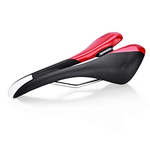 Mountain Bike Seat : LIXHZJ Bike Saddle, 2Colors Durable PU Leather Bicycle Cycling Seat Cushion for Mountain Road Bike / 608 (Color : Red+White)
