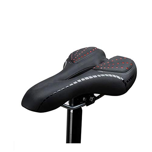 Mountain Bike Seat : LOCACA Bicycle Saddle, Silicone Filled Shockproof Bicycle Seat Cushion, Leather Surface, Ergonomic Hollow-Carved Design Breathable And Comfortable