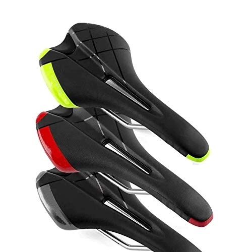 Mountain Bike Seat : LSXLSD New Mountain Bike Road Bike Seat Bicycle Saddle Hollow Comfortable Road Bicycle Seat Riding Spare Parts Cushion (Color : Black red)