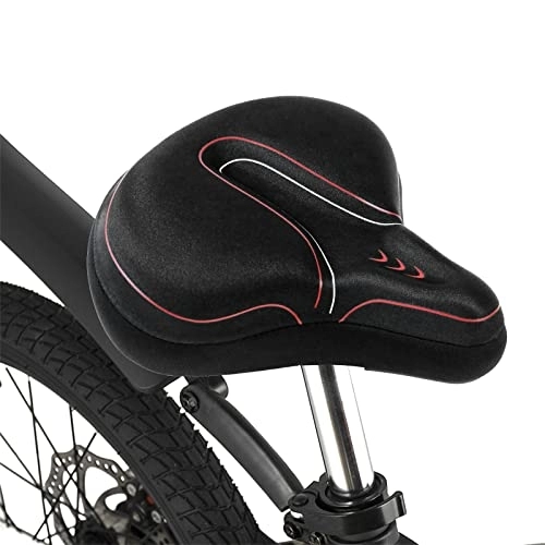 Mountain Bike Seat : LUCHEN Bike Seat Cushion Double Layer Silicone, Comfort Bicycle Seat for Men & Women, No Shock Bicycle Saddle Replacement Compatible with Exercise Indoor Mountain Road BMX MTB Bikes, Red, One Size