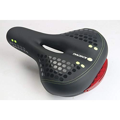 Mountain Bike Seat : LYLTJ68 Bicycle Seat, Mountain Bike Saddle Cushion 5 Taillight Dual Spring Designed Waterproof Leather Wide Soft comfortable Breathable Light Cushion Fit for Most Bikes