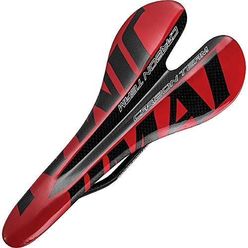 Mountain Bike Seat : LYzpf Bicycle Saddle Mountain Bike Seat Cushion Road Accessories Comfy Carbon Fiber Leather For Men Women Multiple Colors, red