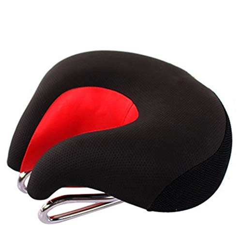 Mountain Bike Seat : LYzpf Bicycle Saddle Mountain Bike Seat Cushion Road Accessories Comfy Cloth For Men Women No Nose, red