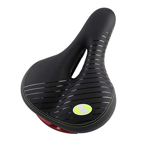 Mountain Bike Seat : MaQyq Mountain Bike Seat Cushion, Thicker Wider Front Seat Cushion with Taillight for Comfortable Shock Absorption, Suitable for Indoor Outdoor Use, Green