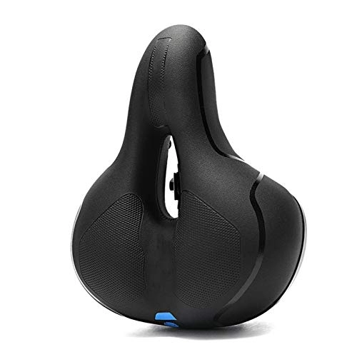 Mountain Bike Seat : MBROS bike seat Soft Mountain Bike Saddle Comfort Strap for MTB Antishock Gel Extra Bicycle Cycling Seat Cushion Pad with TailLight Road Bikes for bike (Color : Blue)