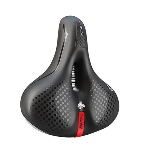 Mountain Bike Seat : MCBEAN Bike saddle with night travel reflector mountain bike saddle waterproof leather thickened silicone bike saddle shock-absorbing comfortable soft wide pad
