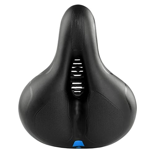 Mountain Bike Seat : MCBEAN Mountain Bike Saddle With Highlight Reflective Strip Leather Non Slip Cycle Seat Shock Absorber Comfortable Soft Wide Bicycle Saddle Cushion, Blue