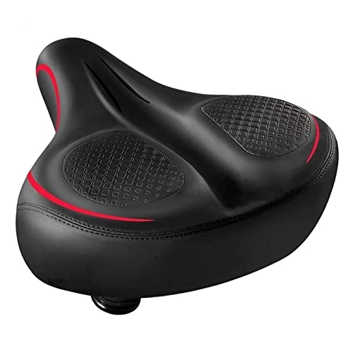 Mountain Bike Seat : Memory Foam Bike Seat for Men Women Waterproof Extra Soft Replacement Saddle with Dual Shock Absorbing Ball for Exercise Stationary Spin Mountain Road Bikes Outdoor Indoor, Red
