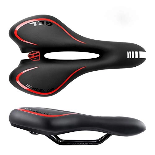 Mountain Bike Seat : Men's bicycle saddle, comfortable pvc fabric / internal padding, waterproof and breathable bicycle saddle, suitable for men / women / most bicycles-Red