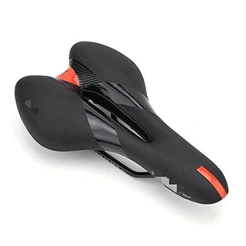 Mountain Bike Seat : MENGzhu Mountain Bike Saddle Memory Foam Cushion Seat Breathable Soft and Comfortable Cushion Bicycle Seat (Color : Black Red-567)