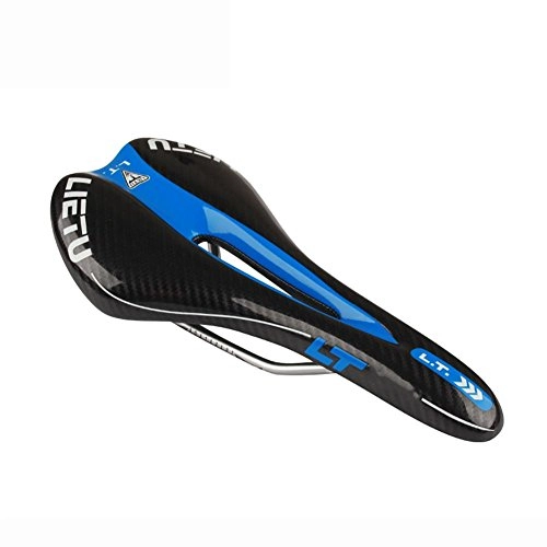 Mountain Bike Seat : MIAO Bike Saddles, Outdoors Mountain Bike Thicker Non-Slip Carbon Fiber Cushion , black blue