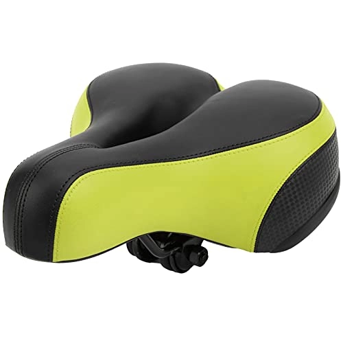 Mountain Bike Seat : Microfiber Leather Soft Bike Saddle, Comfortable Riding Comfortable Mountain Bike Hollow Saddle for Riding Without Pain(Black green)