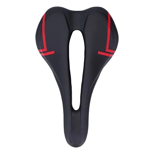 Mountain Bike Seat : minifinker Hollow Bike Cushion, Microfiber PU Leather One Piece Molding Mountain Bike Saddle Cushion Ergonomic Tilted Down Head Breathable for Riding(Black and Red)