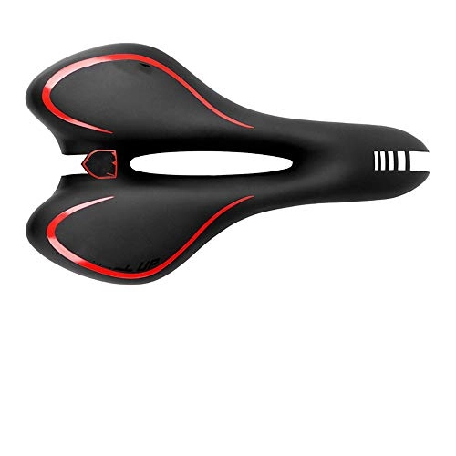Mountain Bike Seat : MOMIN Bike Saddle Professional Mountain Bike Soft Bicycle Seat Cushion with Safety Reflective Tape Gel Saddle MTB (Color : Red, Size : 27.5X15.5CM)