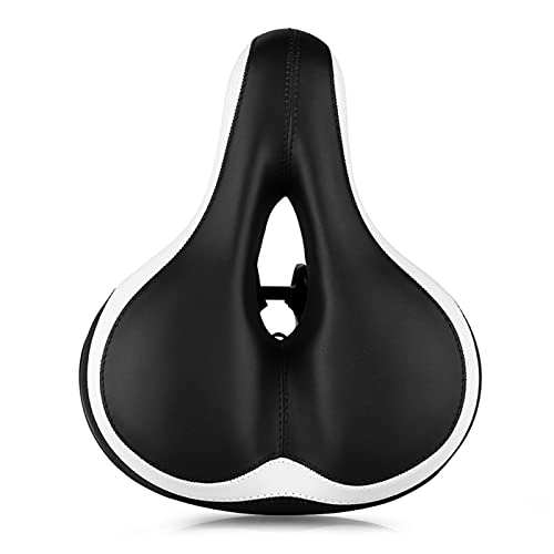 Mountain Bike Seat : Mountain Bicycle Saddle Big Butt Road Bike Seat With Light Comfortable Soft Shock Absorber Breathable Cycling Bicycle Seat (Color : Black White)
