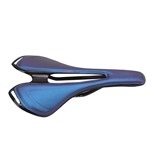 Mountain Bike Seat : Mountain Bike Cushion, Hollow Design Leather Cool Sitting High Strength Breathable Deformation Resistant Thin Mountain Bike Saddle for Cycling(blue)