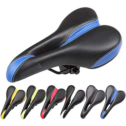 Mountain Bike Seat : Mountain Bike Saddle, Bicycle Seat Soft Comfortable Waterproof Breathable PU Leather Elastic Wear Resistant, This Bicycle Saddle is Designed for Men Women Boys, Blue
