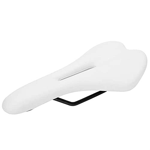 Mountain Bike Seat : Mountain Bike Saddle Thicken Hollow Bicycle Seat Comfortable Shock Proof Bicycle Saddle Soft Bike Cushion (Color : A / White)