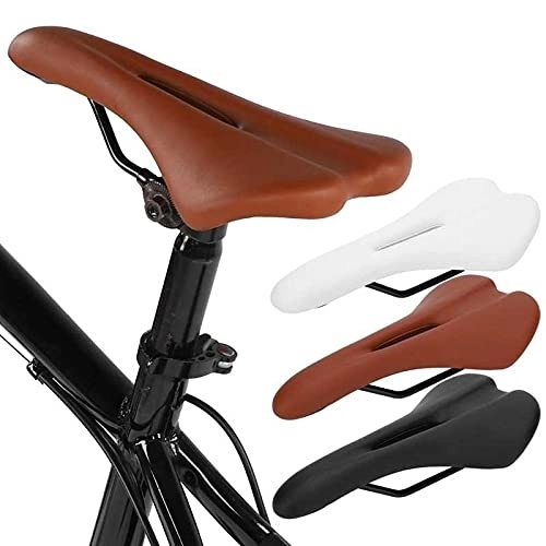 Mountain Bike Seat : Mountain Bike Saddle Thicken Hollow Bicycle Seat Comfortable Shock Proof Bicycle Saddle Soft Bike Cushion ThickenBrown