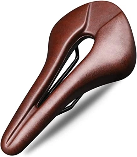 Mountain Bike Seat : Mountain Bike Seat, bike seat，Luoqun Store Bicycle Saddle PU Leather Hollow Breathable Mountain Bike Seat Soft One-piece Comfortable Racing Cushions Cycling Accessories (Color : Brown) ( Color : Bruin