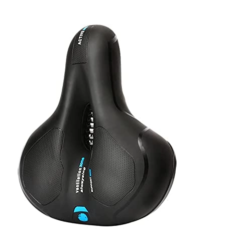 Mountain Bike Seat : MTB Bike Bicycle Saddle Rail Hollow Breathable Absorption Rainproof Soft Memory Sponge Casual Off-road Cycling Seat Racing Saddle (Color : Blue)