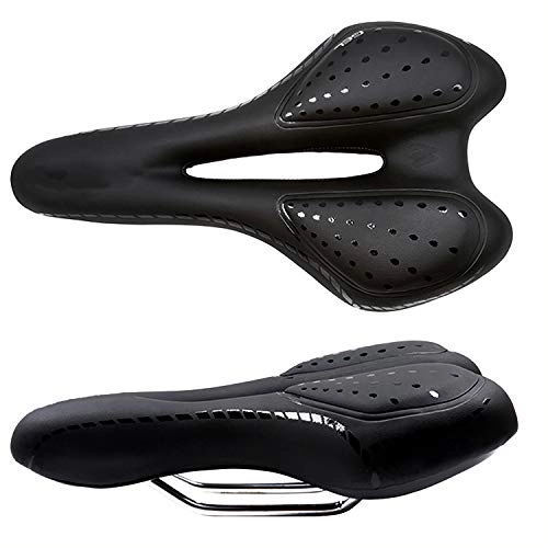 Mountain Bike Seat : MTYD Bike saddle, mountain bike cushion, PU leather high density silicone fill, suitable for highway 27 x 16cm black