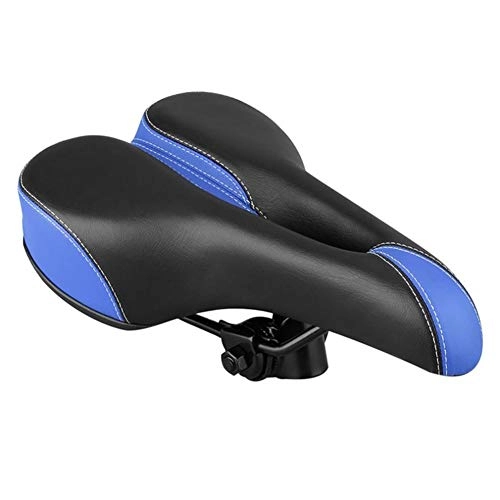 Mountain Bike Seat : MTYD Bike saddle, wear-resistant thickened cushions, PU leather high elastic material, suitable for mountain bikes, 25 x 20cm black and blue.