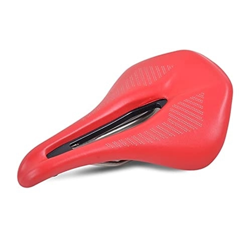 Mountain Bike Seat : NANXIANG Jisheng Store Bicycle Saddle Comfortable Mountain / MTB Road Bike Seat Leather Surface Cushion Soft Shockproof Bike Saddle Bicycle Parts durable product (Color : Red)
