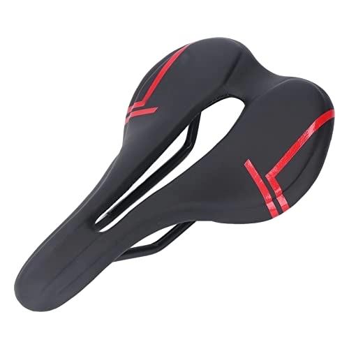 Mountain Bike Seat : NIKOU Mountain Bike Saddle Cushion, Comfortable and Breathable Microfiber PU Leather Hollow Design for Road Riding Accessories(Black Red)