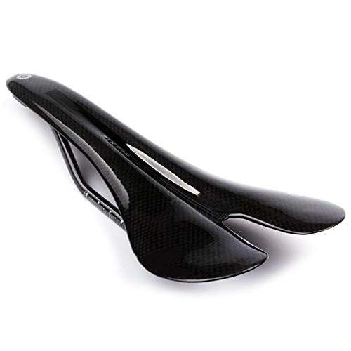 Mountain Bike Seat : NO LOGO Bike Saddles Cushion Ultralight Carbon Fiber Cycling Bicycle Saddle Mountain Road Bike Front Seat Mat Oval Rails MTB Parts 95G Cycling, Bicycle Parts (Color : Glossy Black)