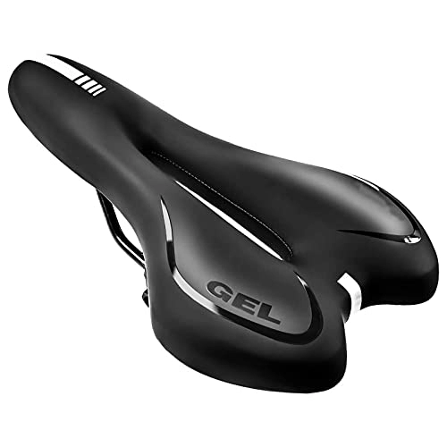 Mountain Bike Seat : NXW Bike Seats For Men Waterproof Memory Foam Soft Extra Wide Gel Bicycle Saddle With Central Relief Zone And Ergonomics Design For Mountain Bikes, Road Bikes, Black