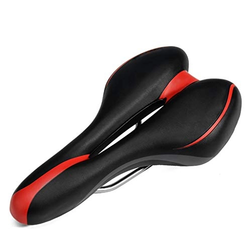 Mountain Bike Seat : OhLt-j Bike Saddle, Bicycle Bike Seat, Mountain Bike Seat, PVC & Alloy Material, Waterproof, Provides Great Comfort for MTB and Road Bike (Color : Red)