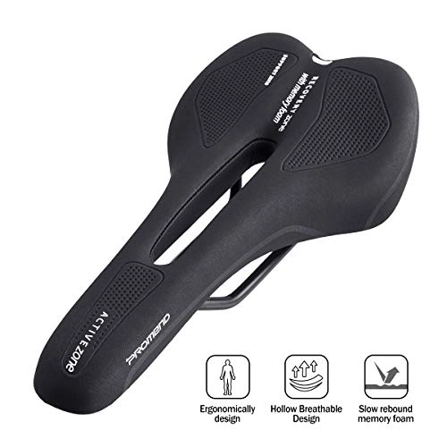 Mountain Bike Seat : OUTERDO Bike Saddle, Memory Foam Bicycle Seat for Competition, Hollow and Ergonomic Racing Saddle, Comfortable and Breathable MTB Road Bike Saddle, Cycling Seat, Men and Women, Black(Saddle-bow Scale)