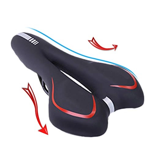 Mountain Bike Seat : OUTEYE Hollow Bicycle Saddle PVC Soft Reflective Shock Absorbing MTB Cycling Seat for Road Mountain Bike Bicycle Accessories Bicycle Seat